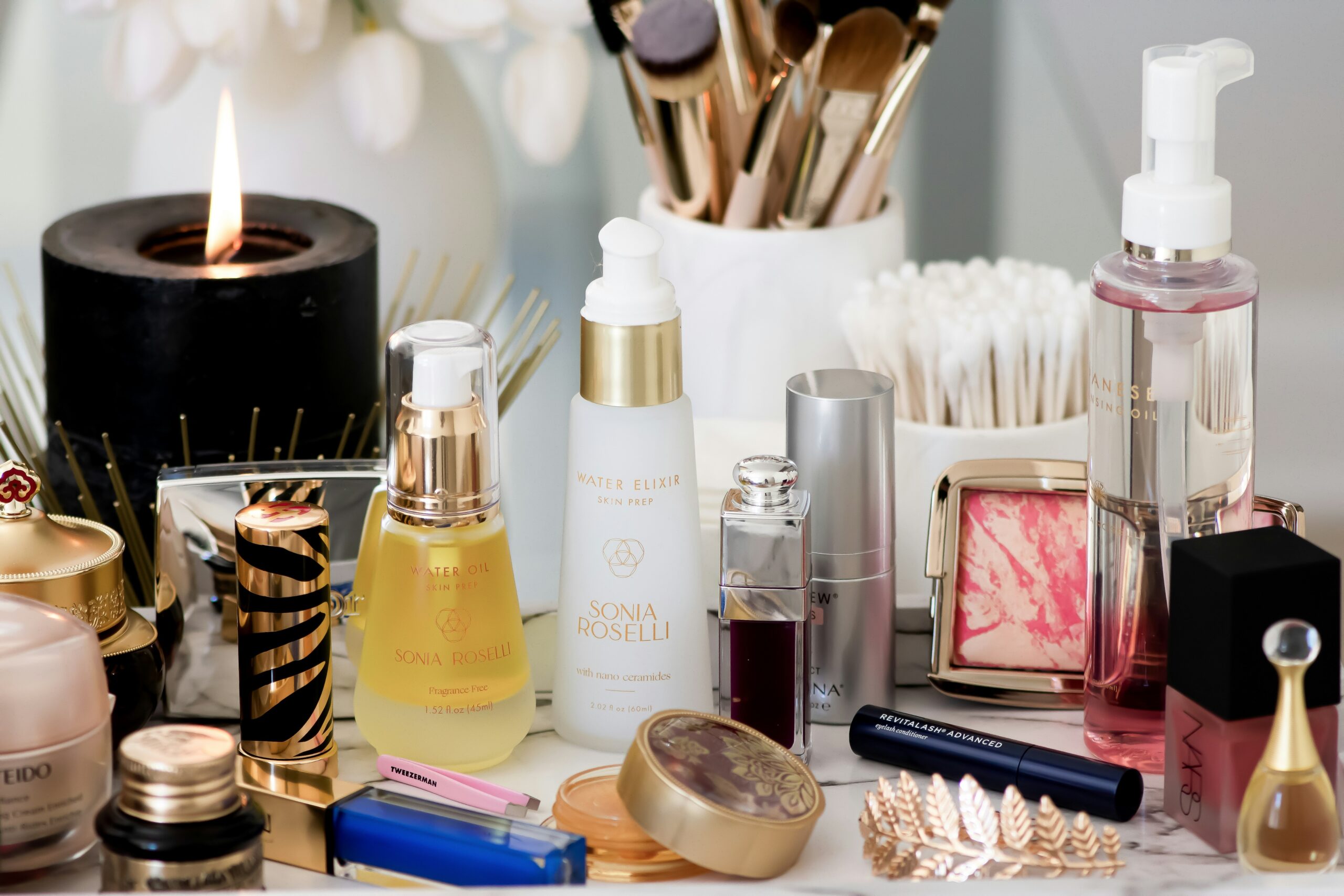 Side-by-side photo showing transformation using affordable drugstore makeup