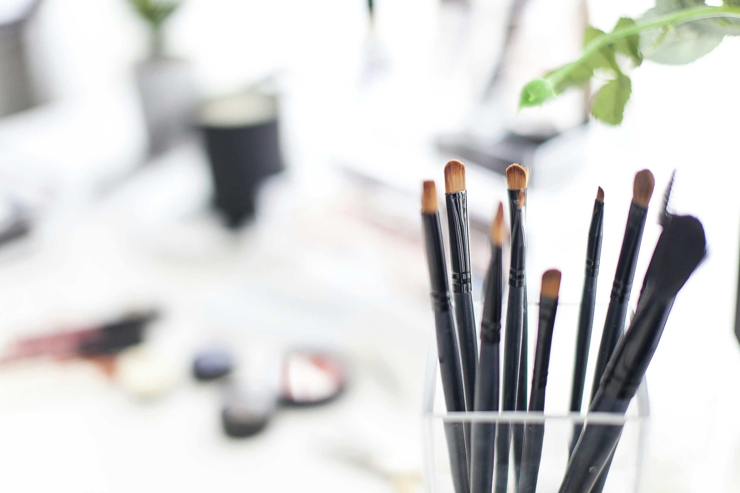 Photo of brushes applying drugstore foundation smoothly
